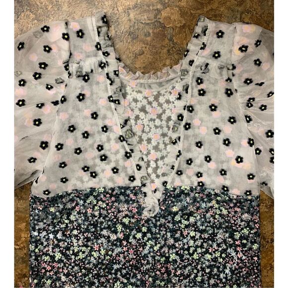 MUNTHE Cadi Floral Print Puff Sleeve Semisheer Top Blouse size 32 DESIGINER - Picture 6 of 7